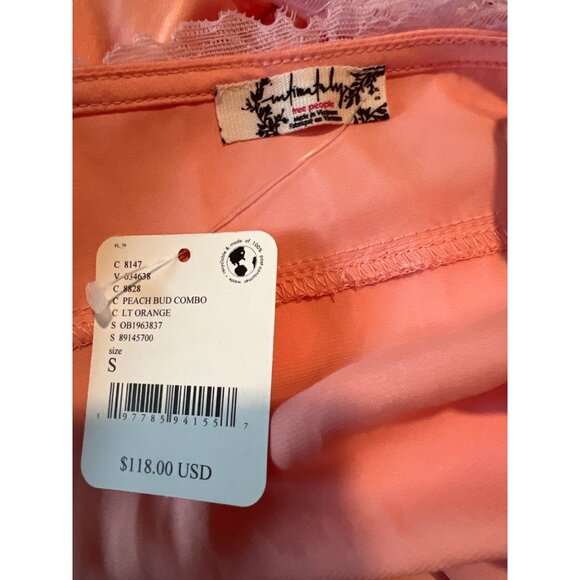 Free People Intimately First Date Maxi Slip Peach Bud Combo Small Satin NWT - Picture 6 of 9